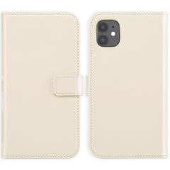 Selencia Echt Leren Bookcase iPhone 11 - Greige