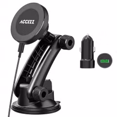 Accezz Telefoonhouder auto met MagSafe - Draadloze oplader - Dashboard en voorruit - Zwart