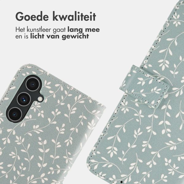 imoshion Design Bookcase Samsung Galaxy A54 (5G) - Smoke Green Flowers