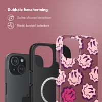 Selencia Vivid Backcover met MagSafe Apple iPhone 15 - Wavy Smiley Pink