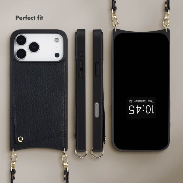 Selencia Nova Phone Case with Cord and Card Holder Apple iPhone 17 Pro Max - Black