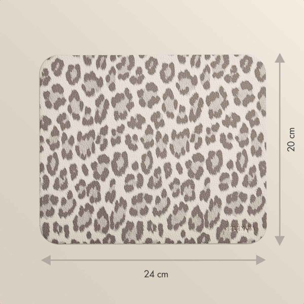 Selencia Sabi Kunstleren Muismat met Panterprint - 20 x 24 cm - Soft Ivory