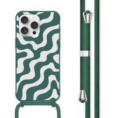 imoshion Siliconen design hoesje met koord Apple iPhone 15 Pro - Petrol Green Groovy