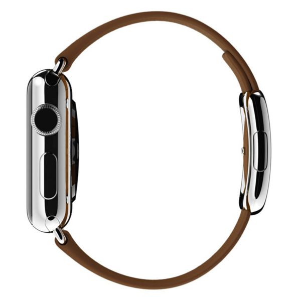 Apple Leather Band Modern Buckle Apple Watch Series 1 t/m 9 / SE (38/40/41 mm) | Series 10 / 11 (42 mm) - Maat M - Bruin