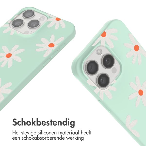 imoshion Siliconen design hoesje met koord Apple iPhone 15 Pro - Green Flower Distance