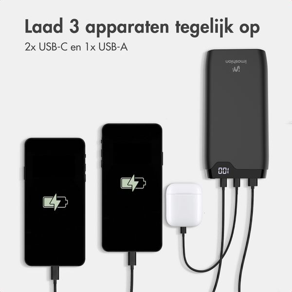 imoshion Powerbank 27.000 mAh - Quick Charge en Power Delivery - Zwart