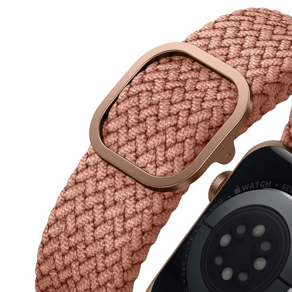 Uniq Aspen Braided bandje Apple Watch Series 1 t/m 9 / SE (38/40/41 mm) | Series 10 (42 mm) - Grapefruit Pink