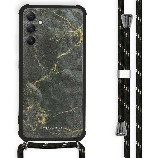 imoshion Design hoesje met koord Samsung Galaxy A34 (5G) - Black Marble