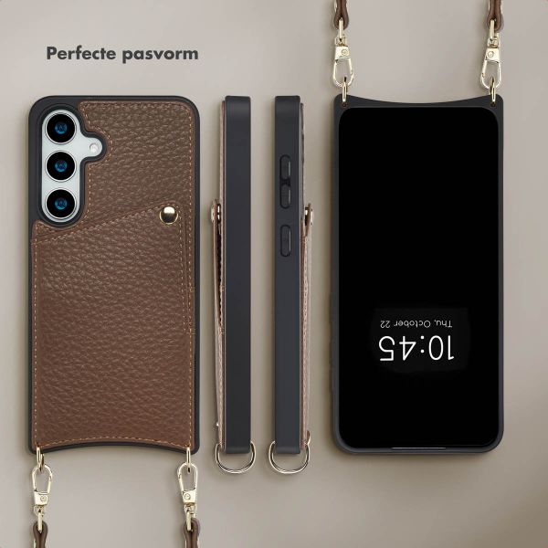 Selencia Nova Telefoonhoes met Koord en Pashouder Samsung Galaxy S24 / S25 - Mocha Brown