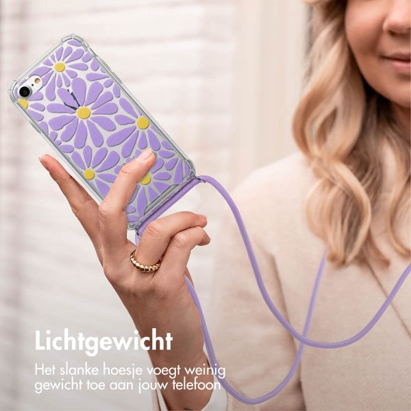 imoshion Design hoesje met koord Apple iPhone SE (2022 / 2020) / 8 / 7 - Tropical Violet Flowers Connect