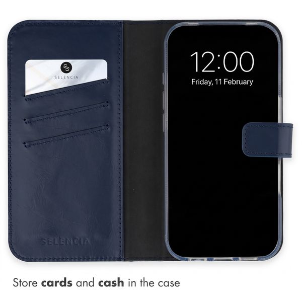 Selencia Genuine Leather Book Case Apple iPhone 18 Pro Max / 17 Pro Max - Blue