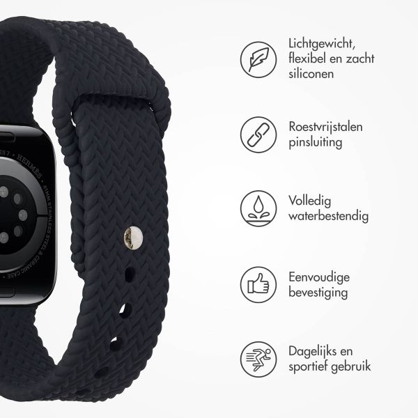 imoshion Siliconen geweven bandje Apple Watch Series 1 t/m 9 / SE (38/40/41 mm) | Series 10 / 11 (42 mm) - Zwart