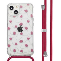 imoshion Design hoesje met koord Apple iPhone 14 - Dusty Rose Connected Hearts