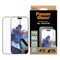 PanzerGlass Screenprotector Aluminium Frame Ultra Wide Fit met applicator iPhone 16 Pro Max