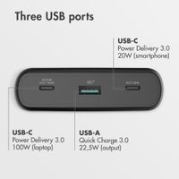 imoshion Powerbank 20,000 mAh - Quick Charge and Power Delivery - 100W - Black