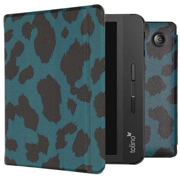 imoshion Design Slim Hard Case Sleepcover met stand Tolino Vision 5-Green Leopard