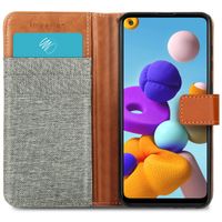 imoshion Luxe Canvas Bookcase Samsung Galaxy A21s - Grijs
