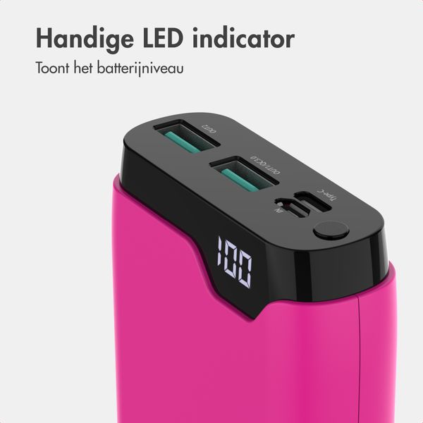 imoshion Powerbank 20.000 mAh - 22,5W Snellader - USB-C / USB-A - Hot Pink