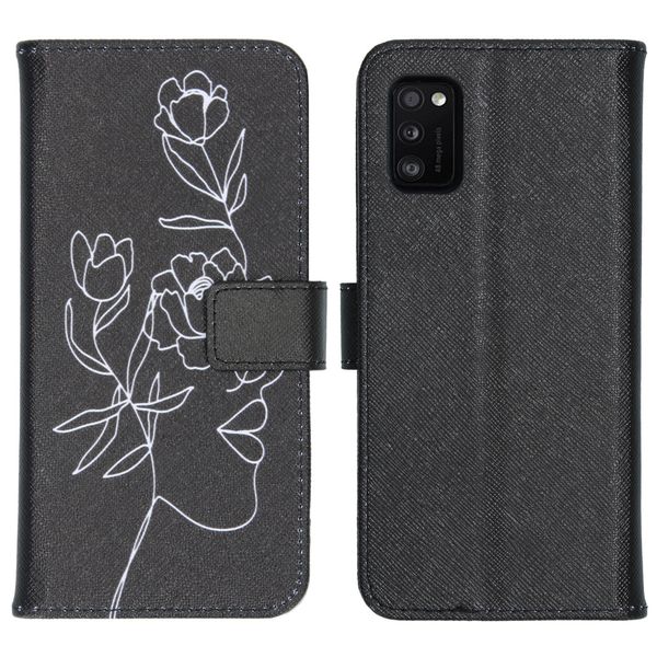 imoshion Design Softcase Bookcase Galaxy A41 - Woman Flower Black