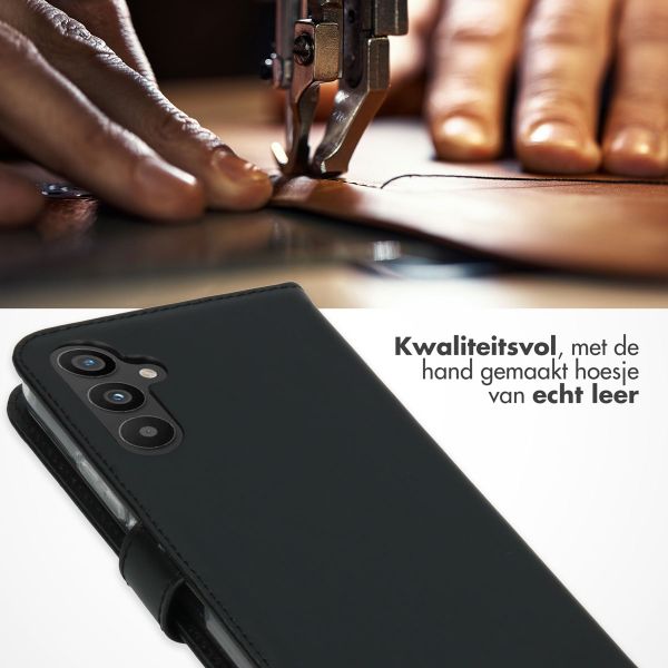 Selencia Echt Leren Bookcase Samsung Galaxy A34 (5G) - Zwart