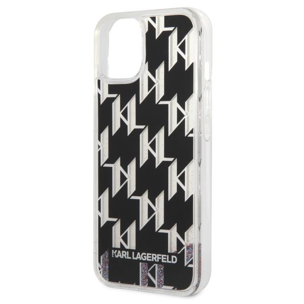 Karl Lagerfeld Liquid Glitter Backcover Monogram iPhone 14 - Zwart