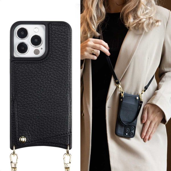 Selencia Nova Phone Case with Cord and Card Holder Apple iPhone 13 Pro - Black