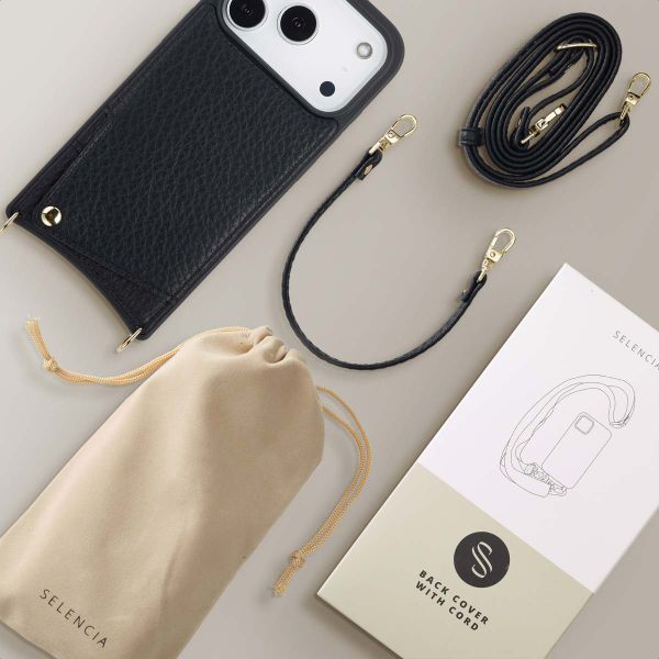 Selencia Nova Phone Case with Cord and Card Holder Apple iPhone 17 Pro - Black