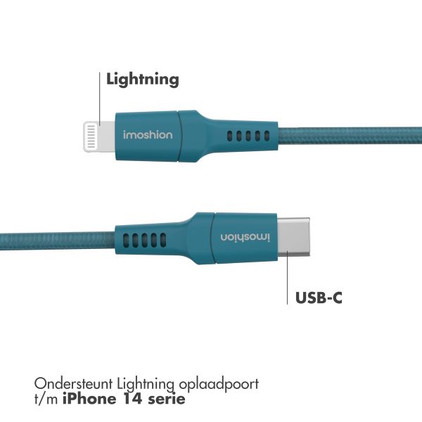 imoshion Lightning naar USB-C kabel - Non-MFi - Gevlochten textiel - 1 meter - Donkerblauw