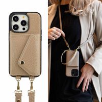 Selencia Sera Phone Case with Cord and Envelope Card Holder Apple iPhone 14 Pro - Taupe
