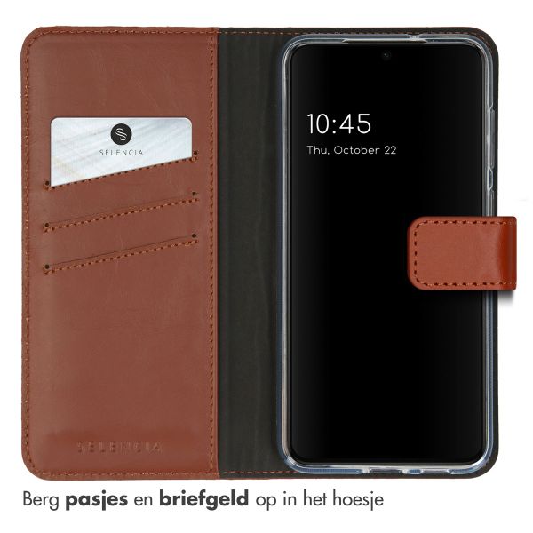 Selencia Echt Leren Bookcase Samsung Galaxy S23 Plus - Lichtbruin