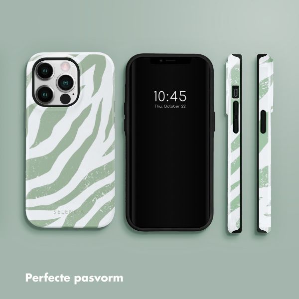 Selencia Vivid Tough Backcover iPhone 14 Pro - Colorful Zebra Sage Green