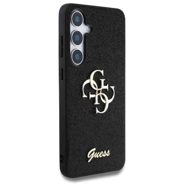 Guess 4G Metal Logo Glitter Backcover Samsung Galaxy S25 Plus - Zwart