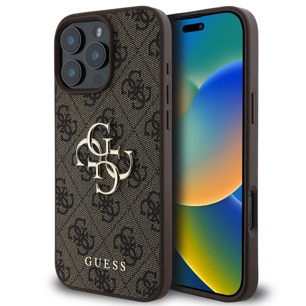 Guess 4G Metal Logo Backcover iPhone 16 Pro - Bruin