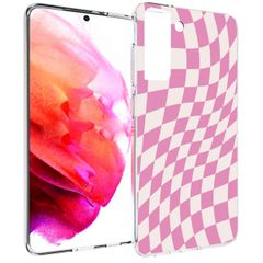 imoshion Design hoesje Samsung Galaxy S21 FE - Retro Pink Check