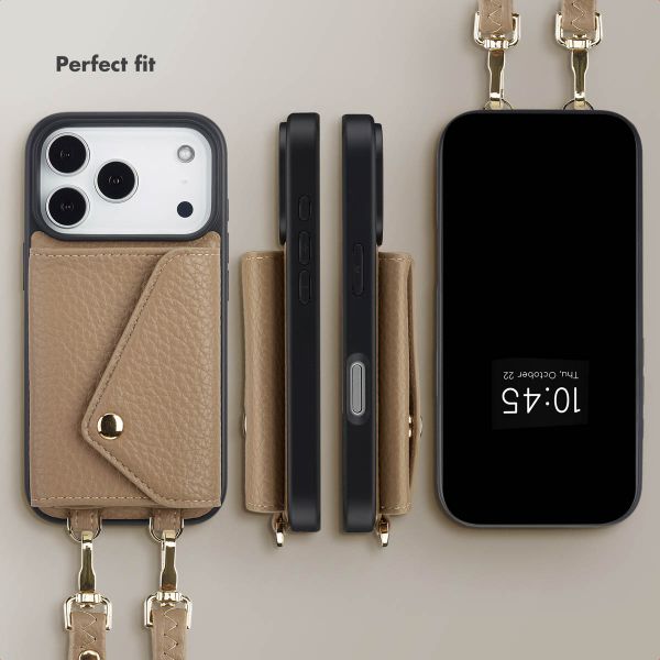 Selencia Sera Phone Case with Cord and Envelope Card Holder Apple iPhone 17 Pro - Taupe