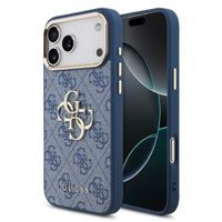 Guess 4G Metal Logo Backcover Apple iPhone 17 Pro Max - Gold Edge - Blue