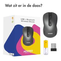 Accezz Draadloze muis - Bluetooth / USB-A adapter - Grijs