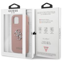 Guess 4G Metal Logo Saffiano Backcover Apple iPhone 13 - Roze