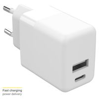 Accezz Wall Charger Samsung Galaxy S20 Plus - Oplader - USB-C en USB aansluiting - Power Delivery - 20 Watt - Wit