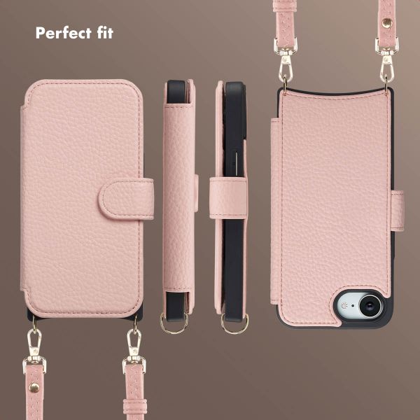 Selencia Riva Bookcase with MagSafe and phone strap Apple iPhone 17e / 16e - Old Pink