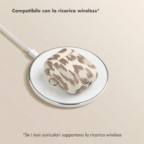 Selencia Sabi Case met panterprint  Apple Airpods 1 / 2 - Soft Ivory
