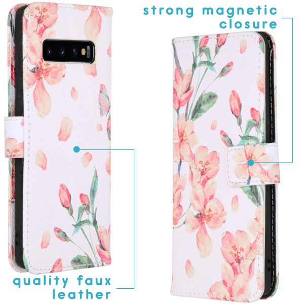 imoshion Design Softcase Bookcase Samsung Galaxy S10 - Bloem - Roze