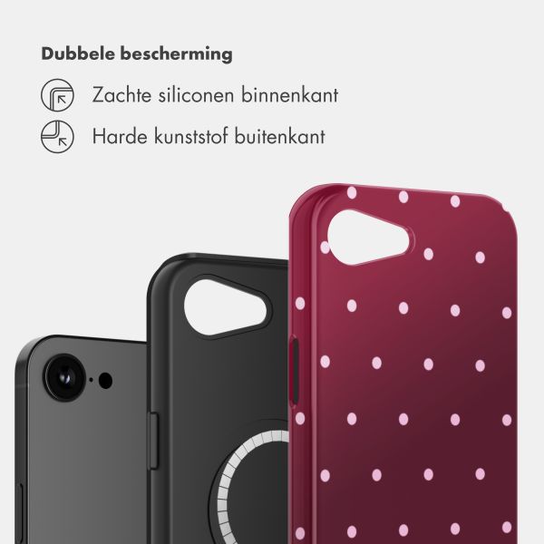 Selencia Vivid Backcover met MagSafe Apple iPhone 17e / 16e - Happy Dots Burgundy