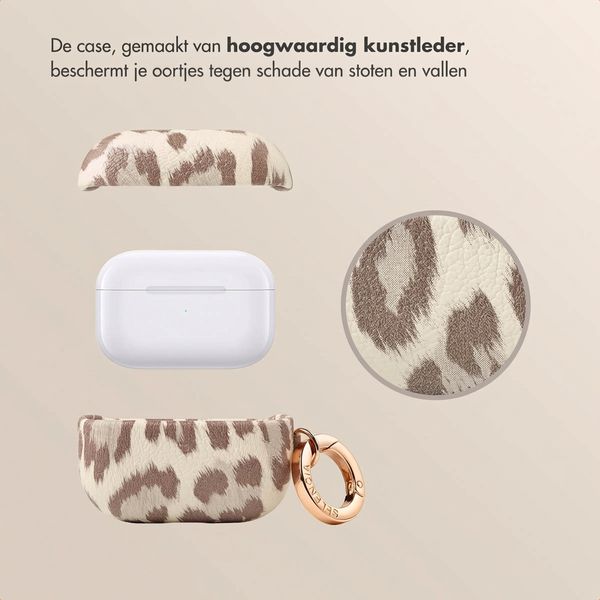 Selencia Sabi Case met panterprint  Apple Airpods Pro / Pro 2 - Soft Ivory