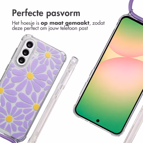 imoshion Design hoesje met koord Samsung Galaxy A56 - Tropical Violet Flowers Connect