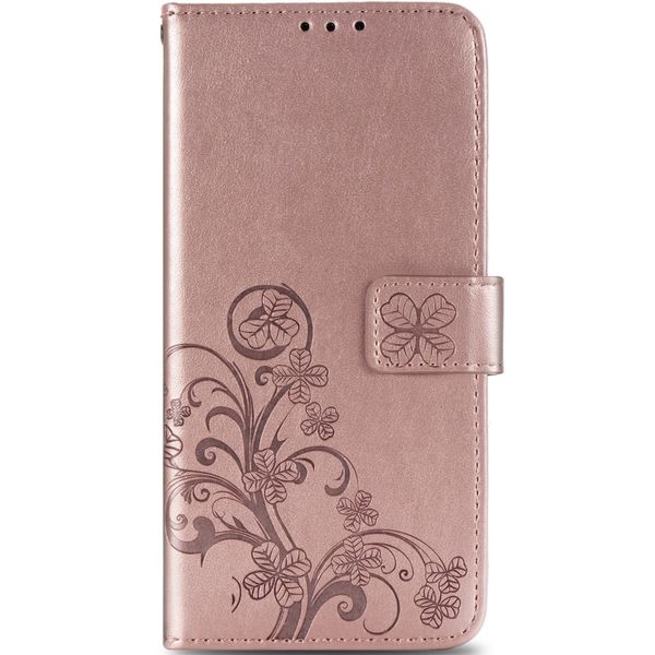 Klavertje Bloemen Bookcase Motorola Edge - Rosé Goud