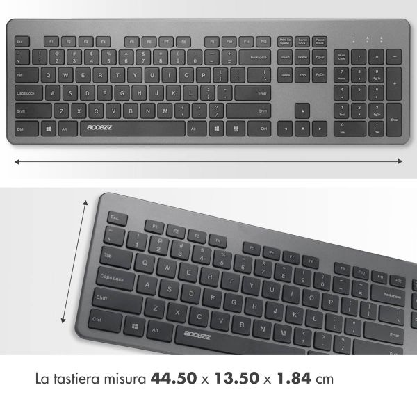 Accezz Premium Desktop QWERTY Bluetooth Keyboard - Grijs
