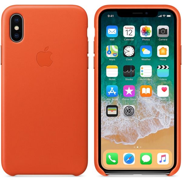 Apple Leather Backcover Apple iPhone X - Bright Orange