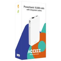 Accezz Powerbank 10.000 mAh met geïntegreerde kabels - Quick Charge en Power Delivery - Wit