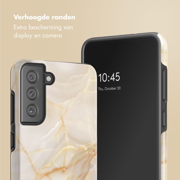 Selencia Vivid Tough Backcover Samsung Galaxy S21 FE - Golden Beige Marble